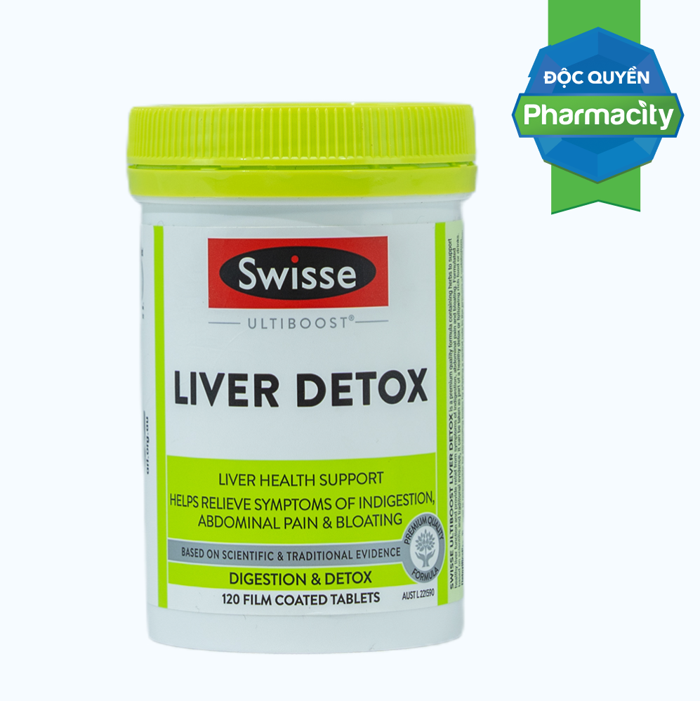 Viên uống Swisse Ultiboost Liver Detox cải thiện chức năng gan, đầy bụng (Hộp 120 viên)