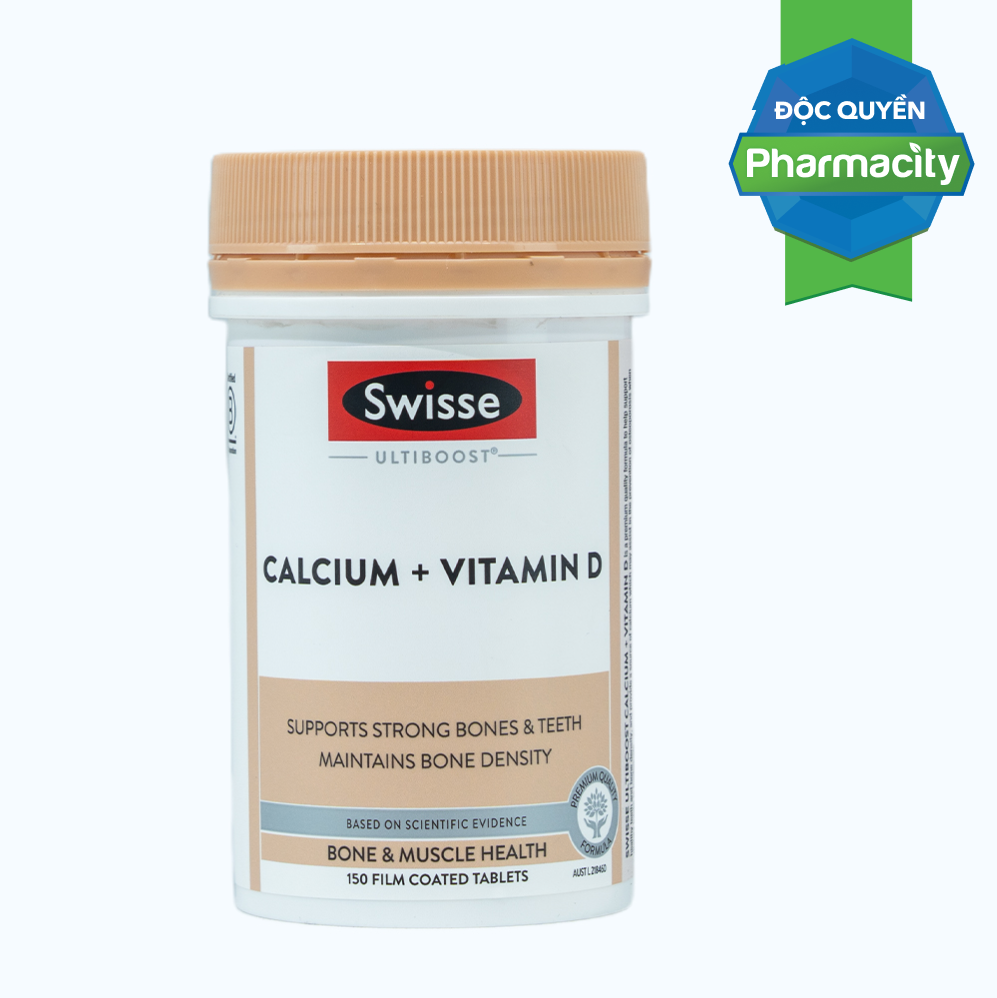 Viên uống SWISSE Ultiboost Calcium + Vitamin D giảm nguy cơ loãng xương (Hộp 150 viên)