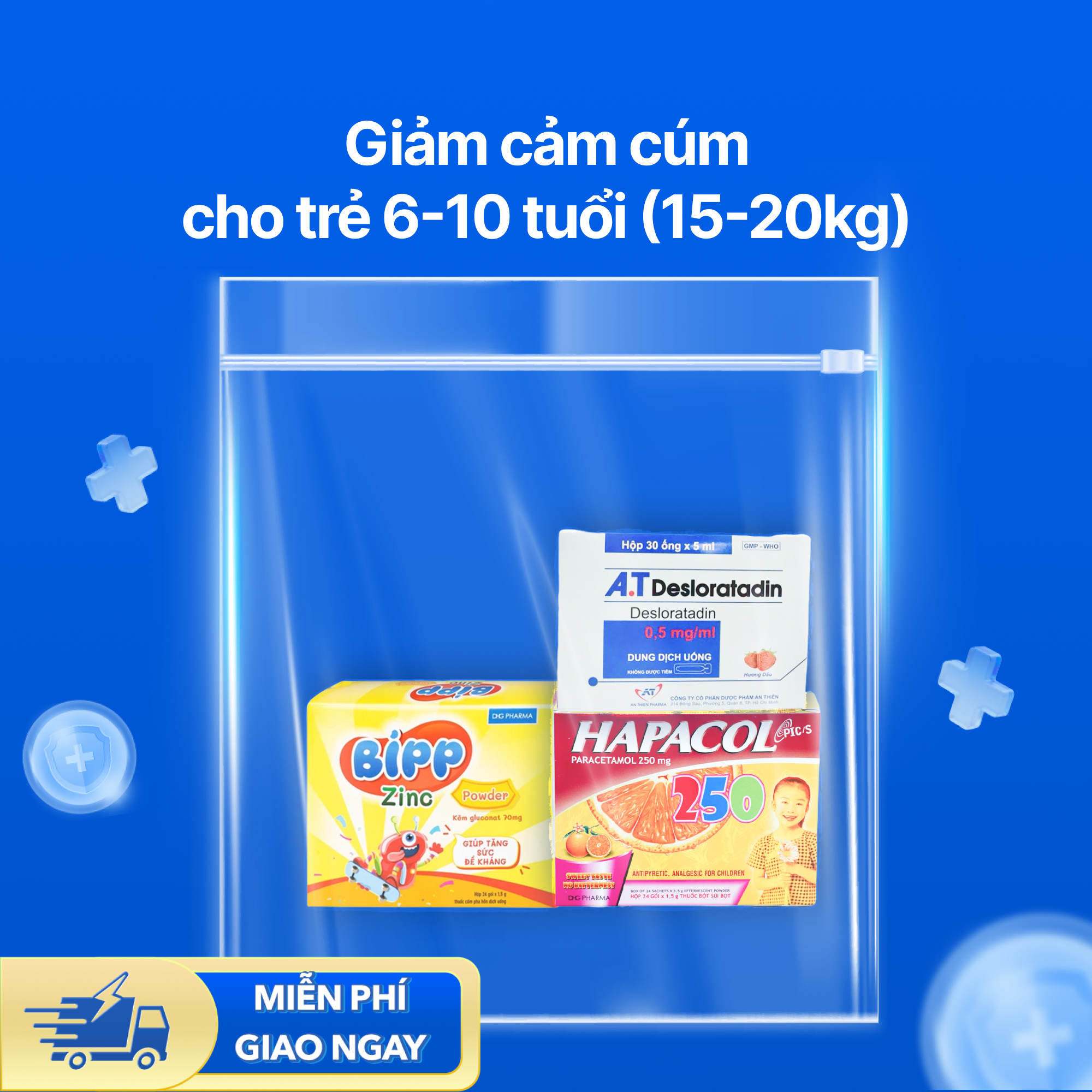 Nhóm sản phẩm giảm cảm cúm cho trẻ 6-10 tuổi (Cân nặng 15-20kg)