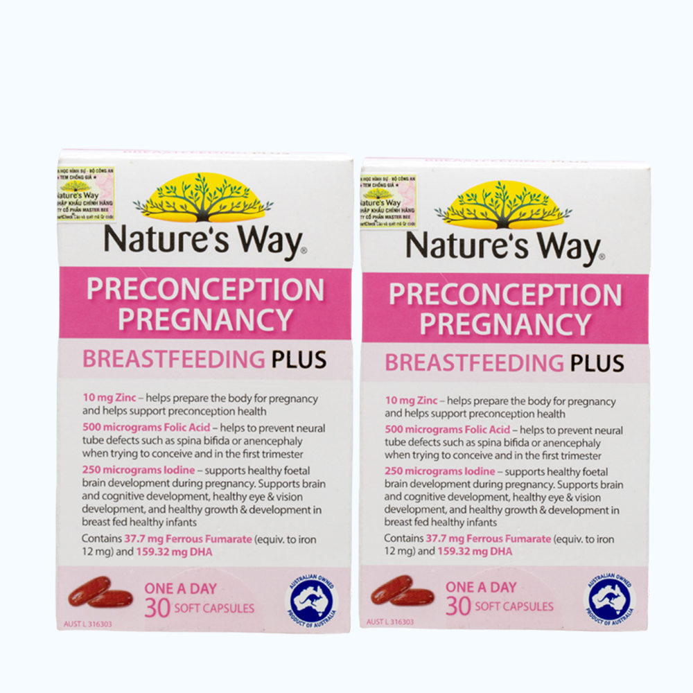 Combo 2 Thực phẩm bảo vệ sức khoẻ Nature's Way PreConception Pregnancy Breastfeeding Plus (Hộp 30 viên)