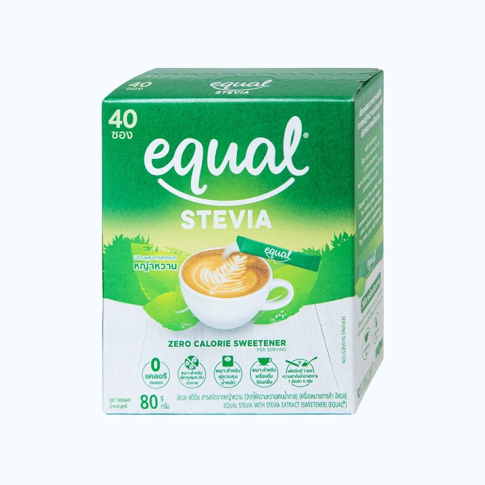 Nguyên liệu làm ngọt: Đường Equal Lá Cỏ Ngọt Không Calorie (Hộp 40 gói x 2g)