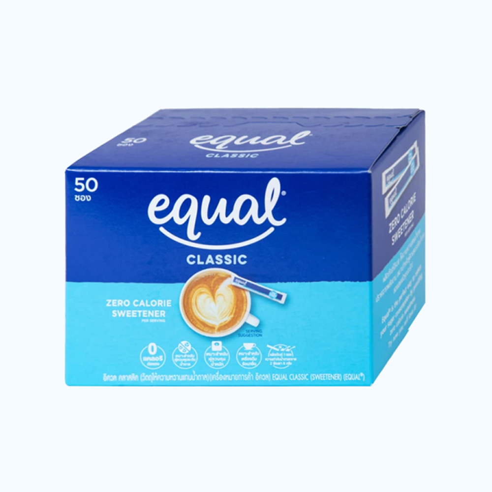 Nguyên liệu làm ngọt: Đường Equal Classic Không Calorie (Hộp 50 gói x 1g)