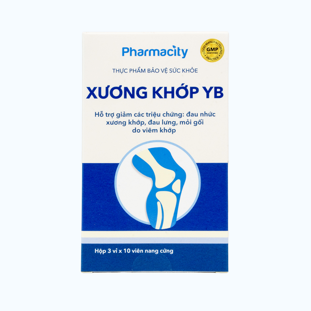 Viên uống Pharmacity Xương Khớp YB hỗ trợ giảm triệu chứng đau nhức xương khớp (Hộp 30 viên nang cứng)
