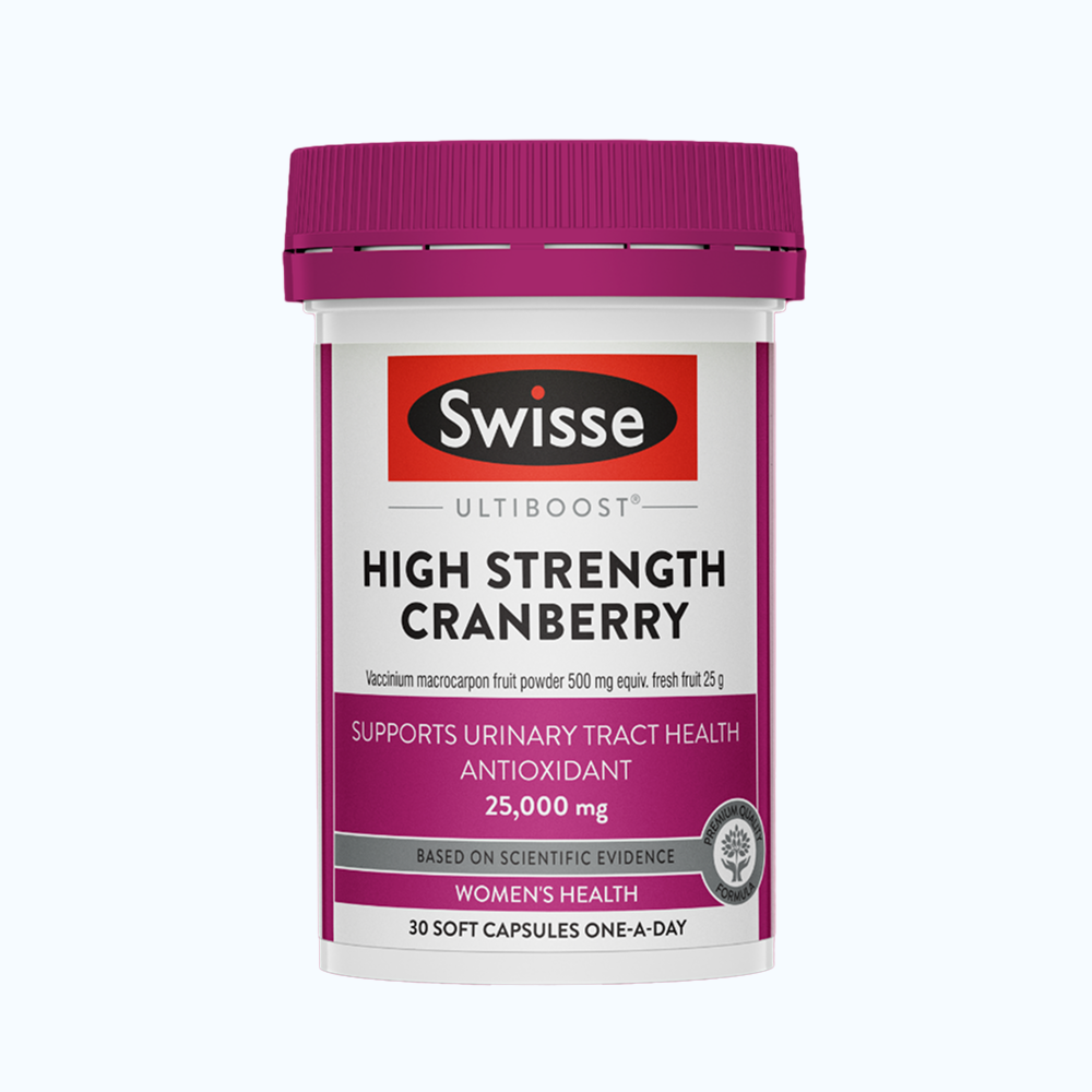 Viên uống Swisse Ultiboost High Strength Cranberry hỗ trợ tiết niệu (Hộp 30 viên)