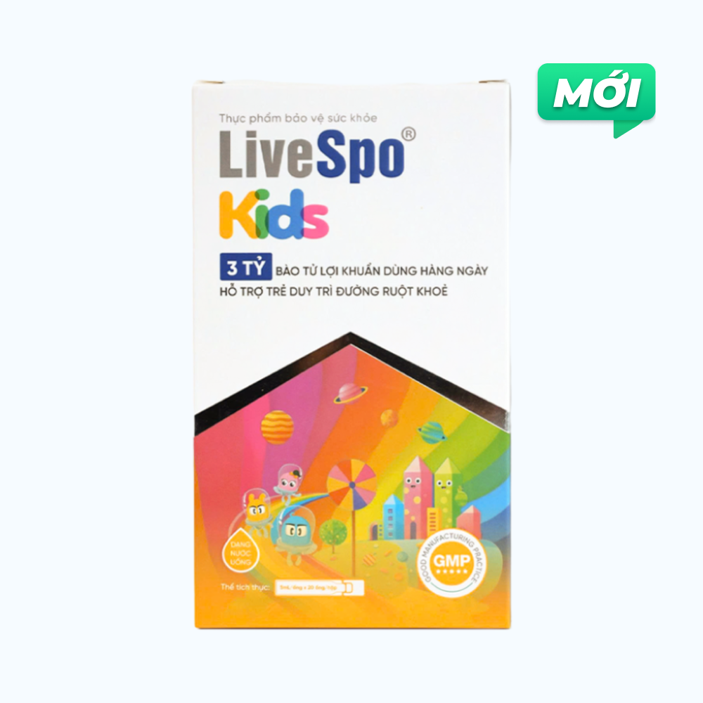 LiveSpo NAVAX Kids bào tử lợi khuẩn, giảm nguy cơ viêm đường hô hấp (20 ống/hộp)