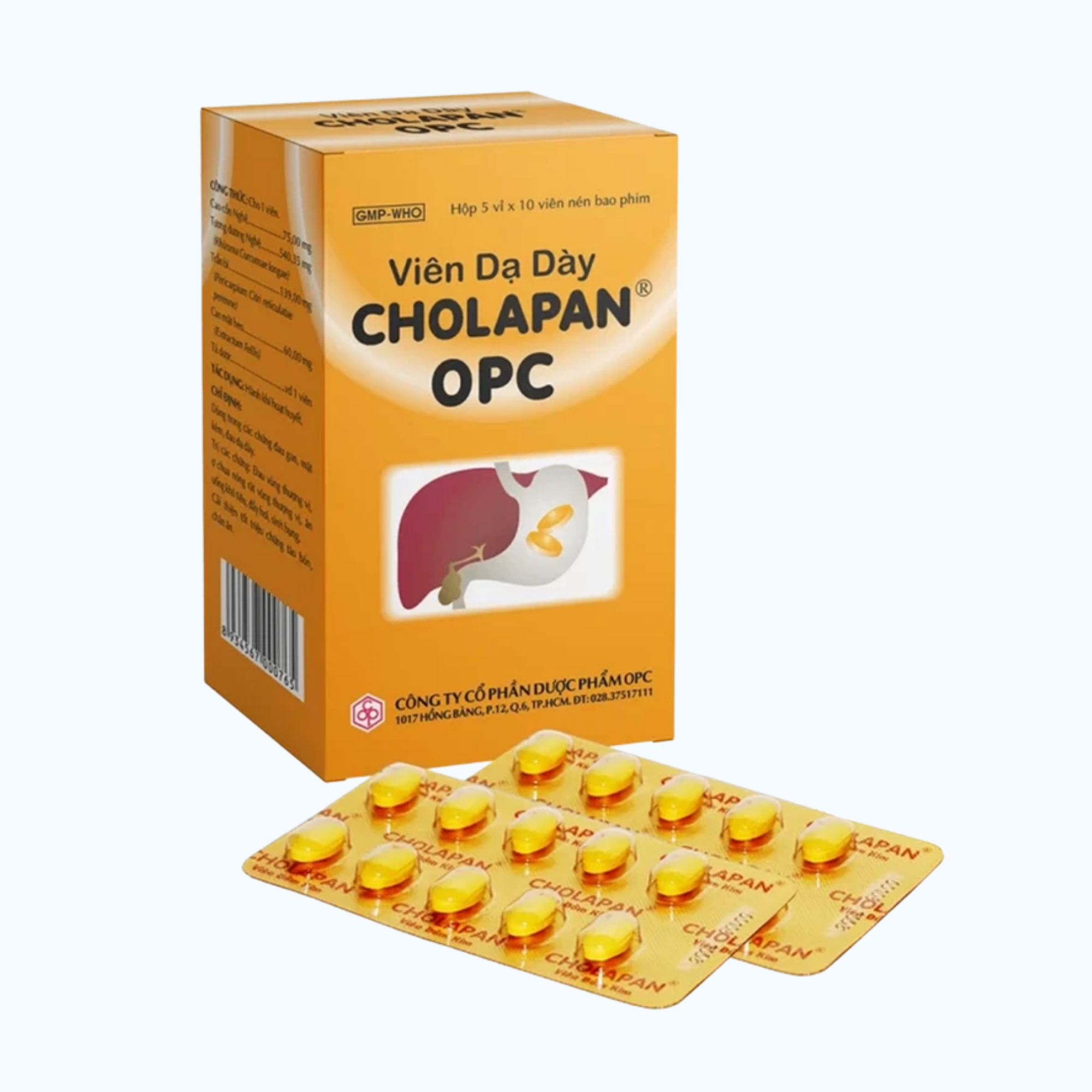 Viên mật nghệ Cholapan điều trị đau dạ dày, ăn uống khó tiêu, ợ chua, đầy hơi (5 vỉ x 10 viên)