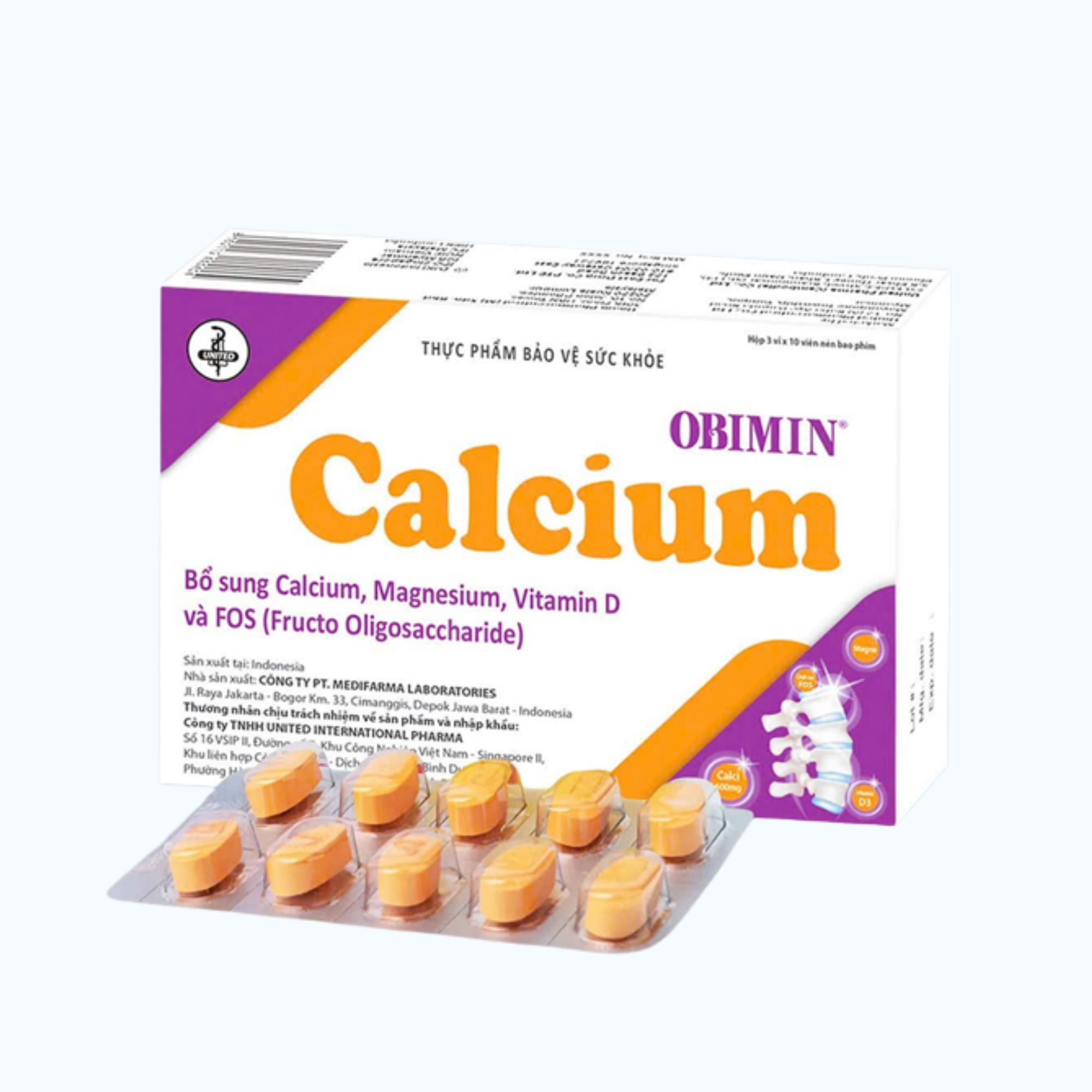 Obimin Calcium United (Hộp 3 vỉ x 10 viên)