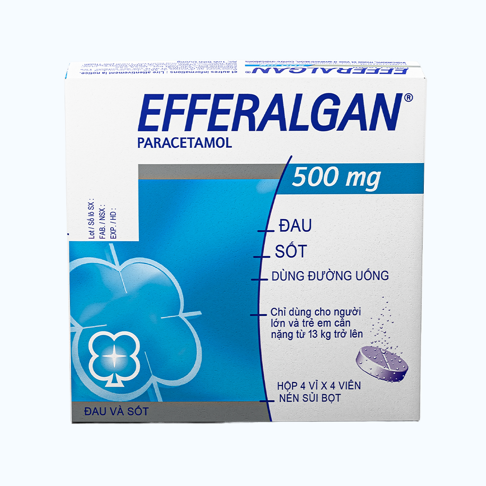 Viên sủi Efferalgan 500mg UPSA SAS giảm đau, hạ sốt (4 vỉ x 4 viên)