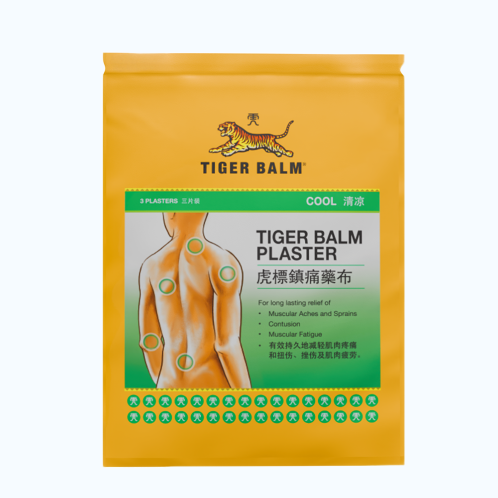 Tiger Balm Plaster Cool (10cm x 14cm) (Hộp 12 Túi x 3 Miếng)