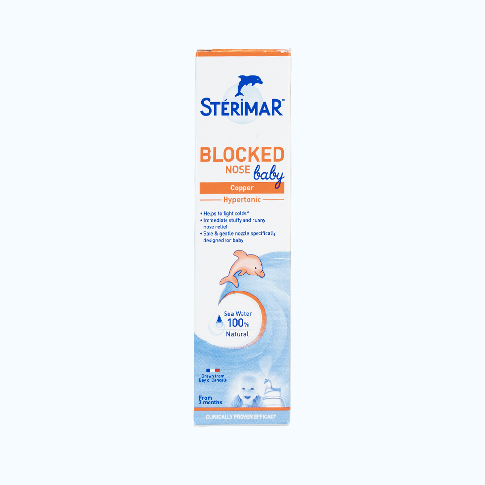 Dung dịch xịt mũi trẻ em STERIMAR Blocked Nose Baby hỗ trợ giảm viêm mũi, nghẹt mũi 50ml (Mẫu mới)