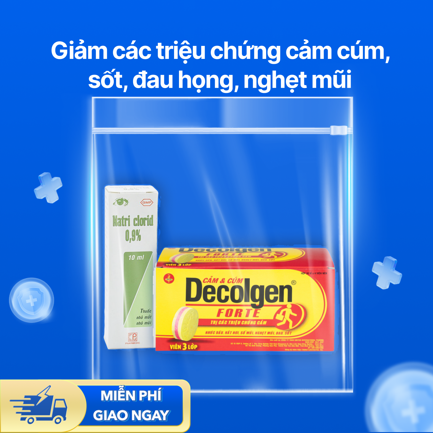 Combo giảm các triệu chứng cảm cúm, sốt, đau họng, nghẹt mũi