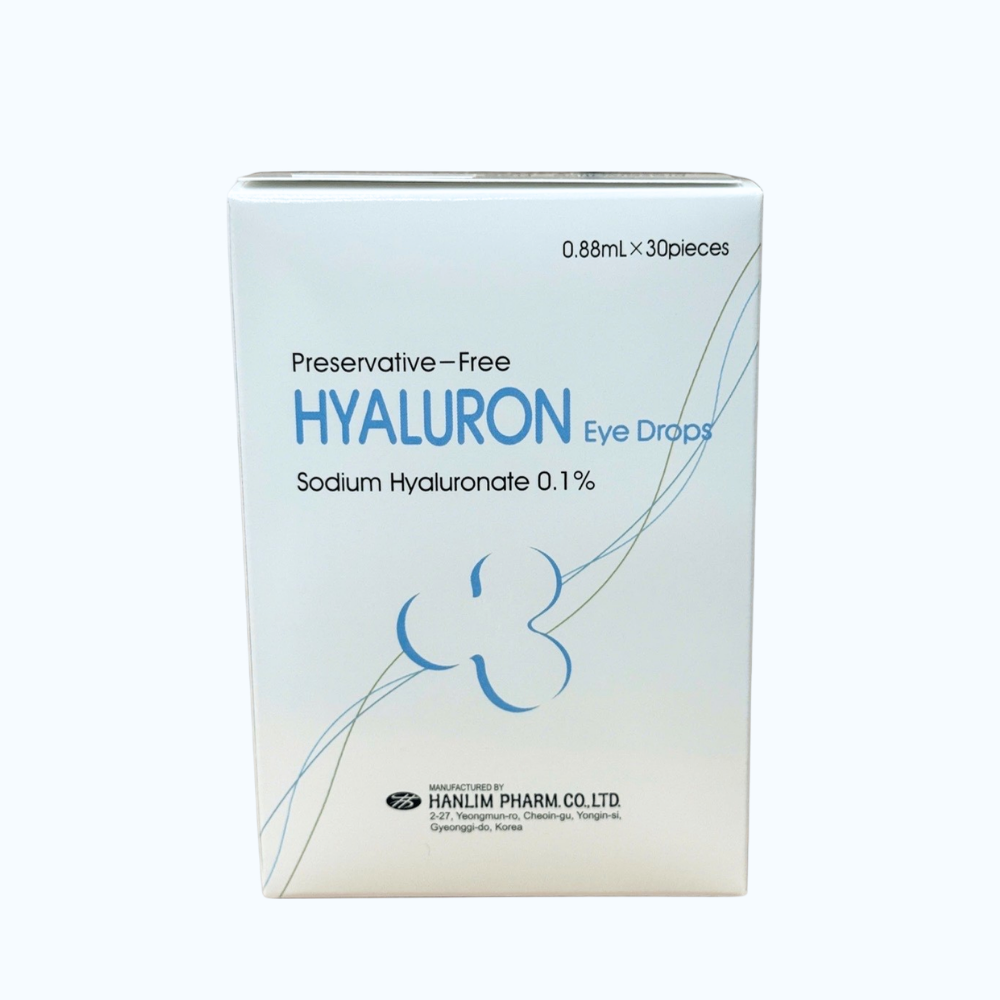 Thuốc nhỏ mắt Hyaluron 0.1% hỗ trợ điều trị bệnh tổn thương giác mạc - kết mạc (hộp 30 ống)