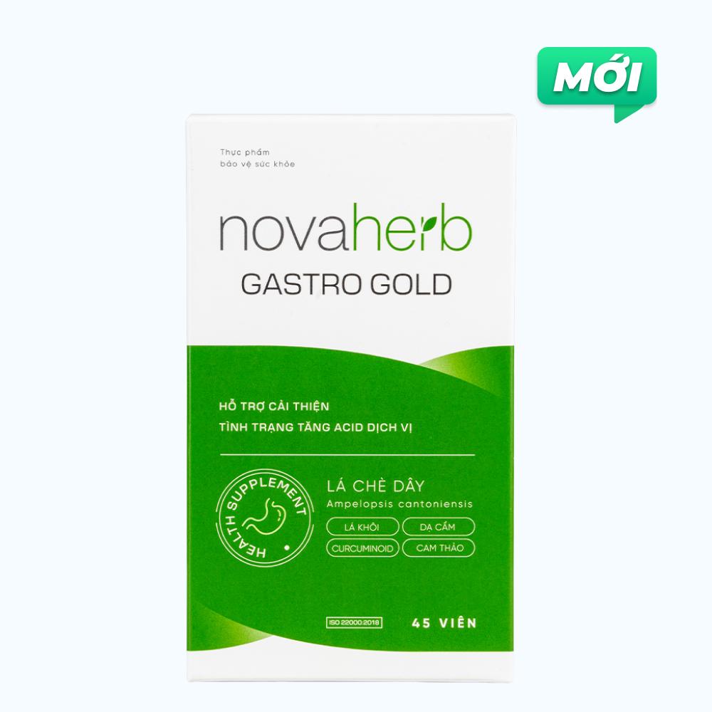 Novaherb Gastro Gold Hỗ Trợ Giảm Acid, Viêm Lóet Dạ Dày (45 Viên)