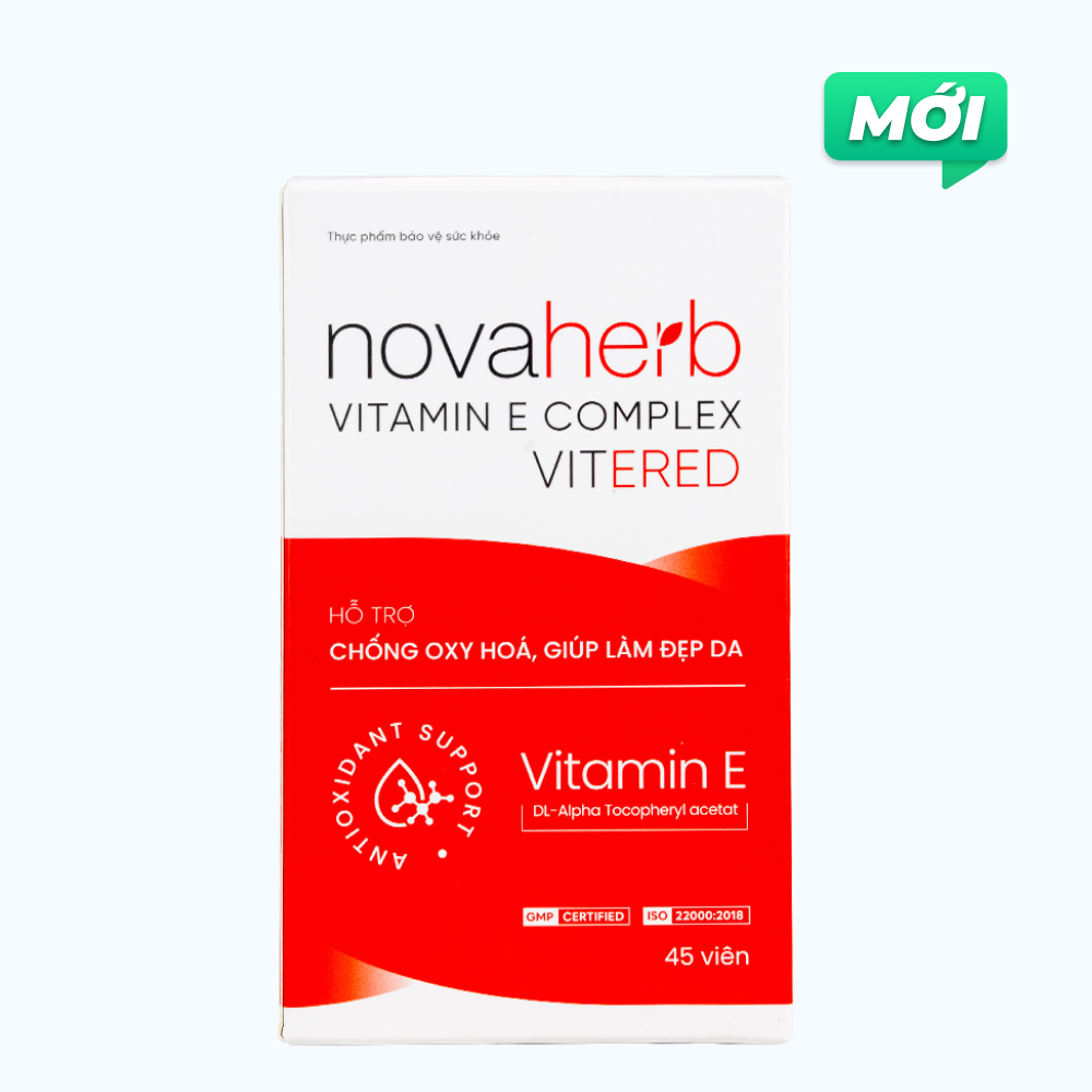 Novaherb Vitamin E Complex Vitered Hỗ Trợ Chống Oxy Hóa, Làm Đẹp Da (Hộp 45 Viên)