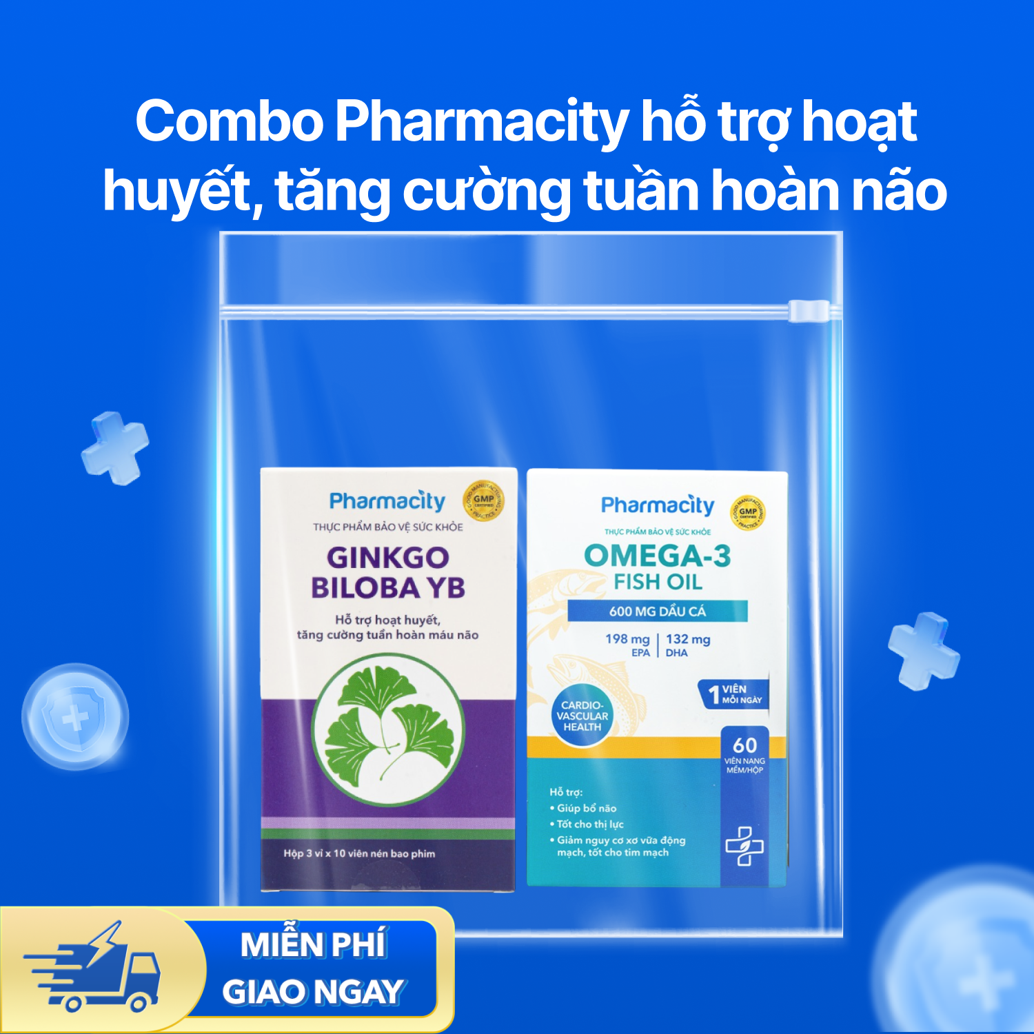 Combo Pharmacity hỗ trợ hoạt huyết, tăng cường tuần hoàn não