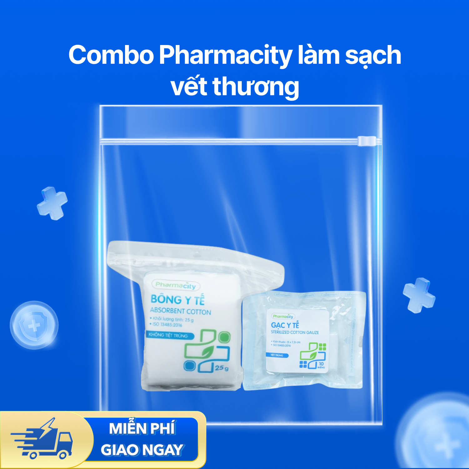 Combo Pharmacity làm sạch vết thương