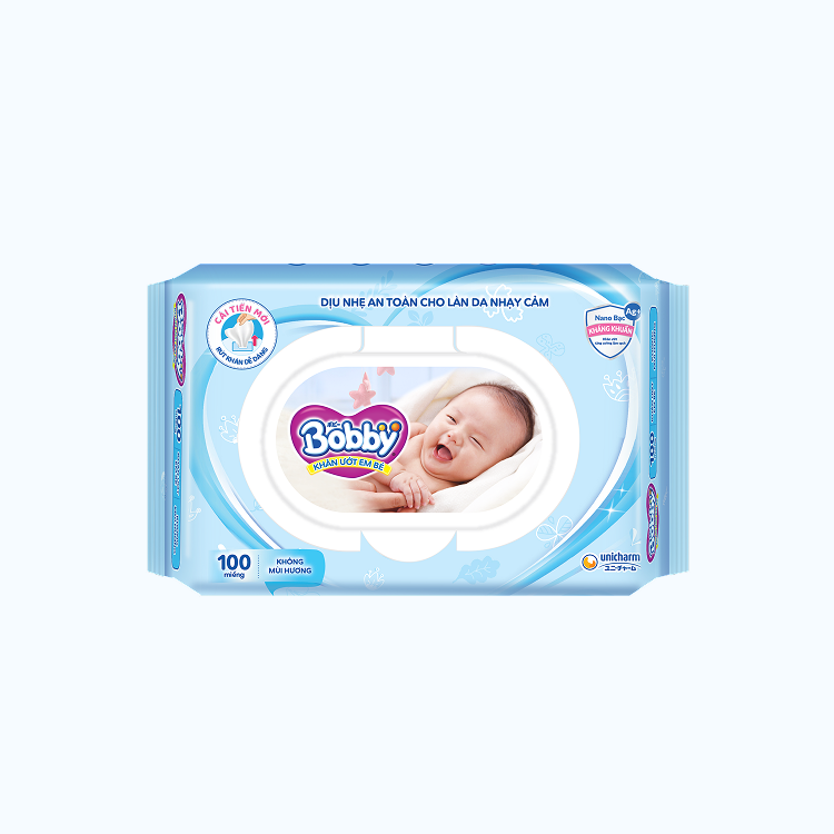 Khăn ướt BOBBY không mùi dành cho bé (Gói 100 miếng)