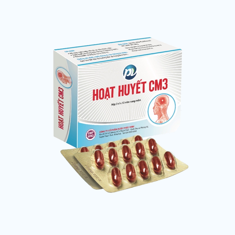Thuốc Hoạt Huyết CM3 Phúc Vinh trị rối loạn tuần hoàn não do xơ vữa mạch máu (3 vỉ x 10 viên)