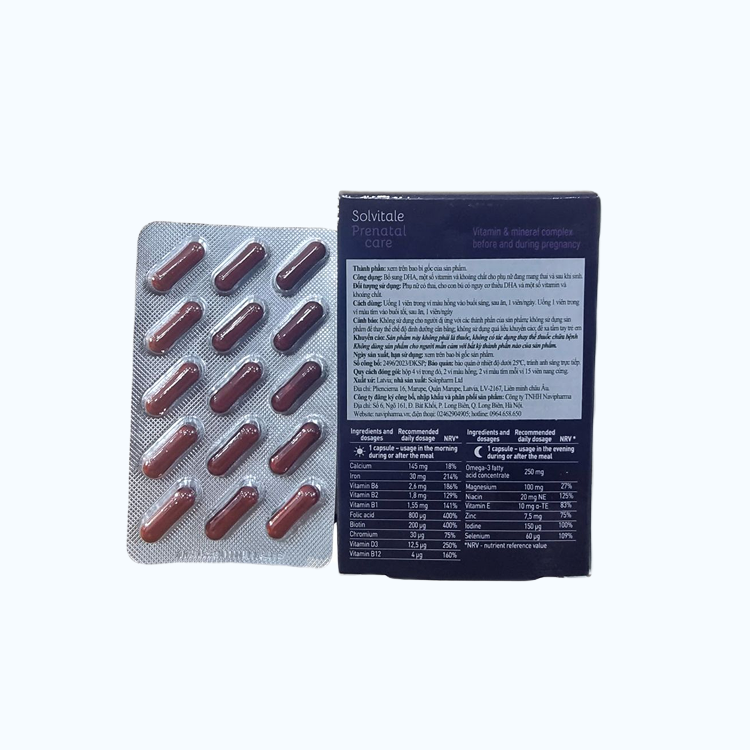 TPBVSK Solvitale Prenatal Care Hỗ Trợ Bổ Sung DHA & Vitamin Cho Bà Bầu (Hộp 60 viên)
