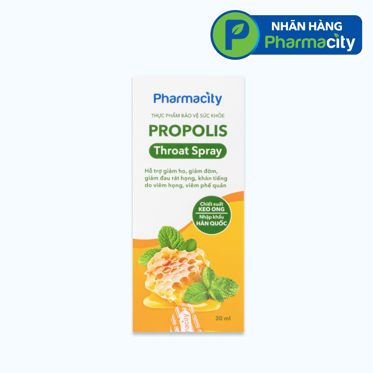 Xịt họng Pharmacity Propolis Throat Spray hỗ trợ giảm ho, giảm đờm (30ml)