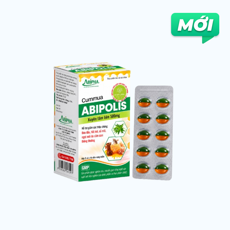 TPBVSK Abipha Cummua Abipolis Tâm Liên Hỗ Trợ Giảm Ho (Hộp x 5 Vỉ x 10 Viên)