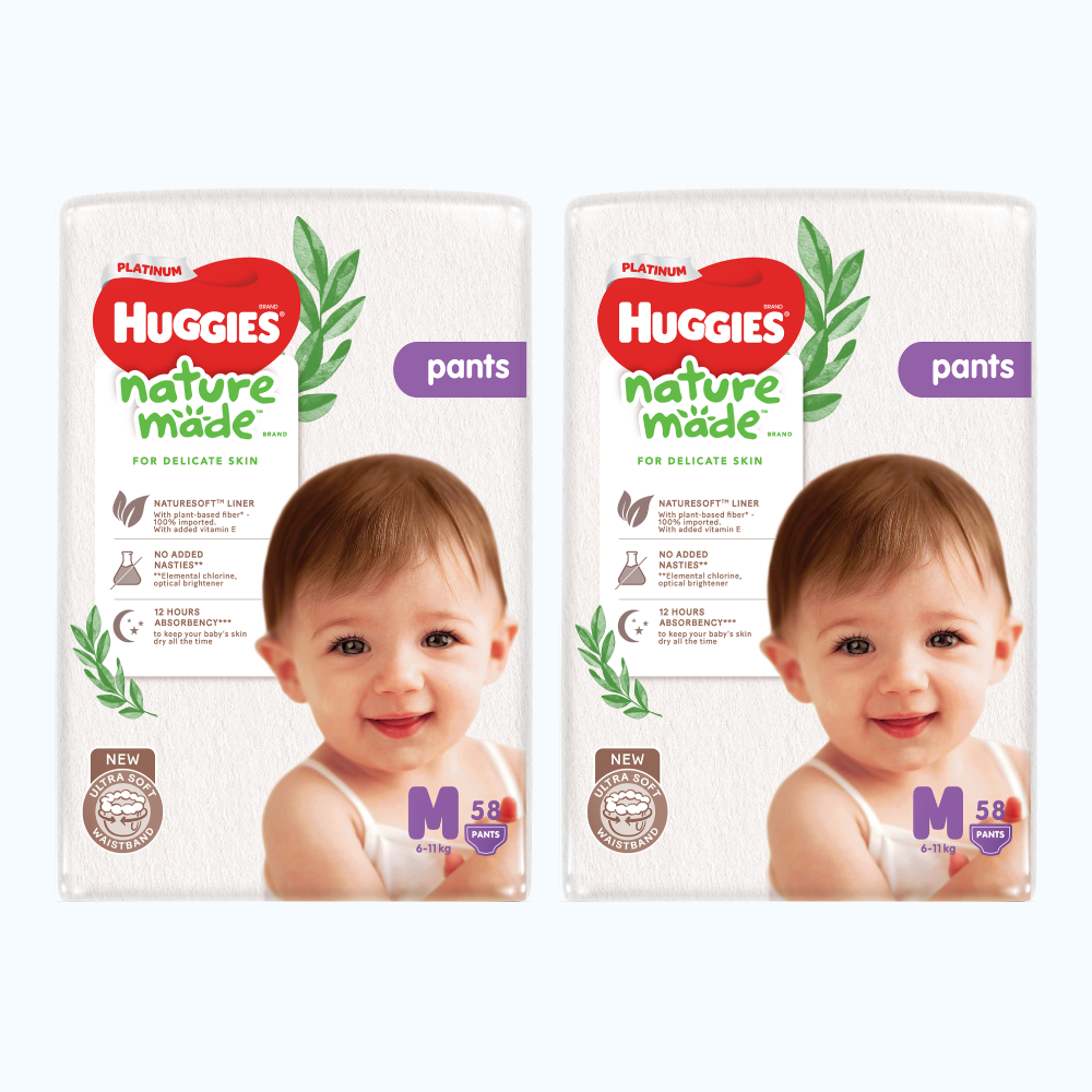 Combo 2 Gói Huggies Nature Made Tã Quần Siêu Cao Cấp Size M 58 Miếng