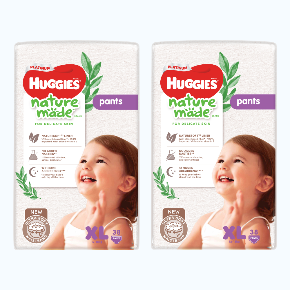 Combo 2 Gói Huggies Nature Made Tã Quần Siêu Cao Cấp Size XL 38 Miếng