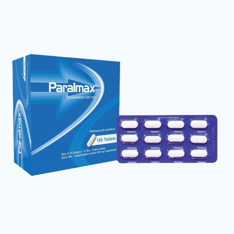 Thuốc Paralmax 500mg giảm đau từ nhẹ đến vừa và hạ sốt (15 vỉ x 12 viên)