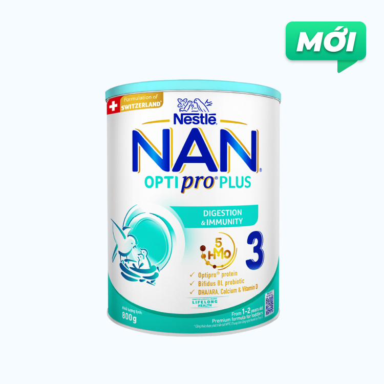 Sữa bột dinh dưỡng Nestle Optipro Plus 3 cho trẻ 12-24 Tháng (Lon 800g)