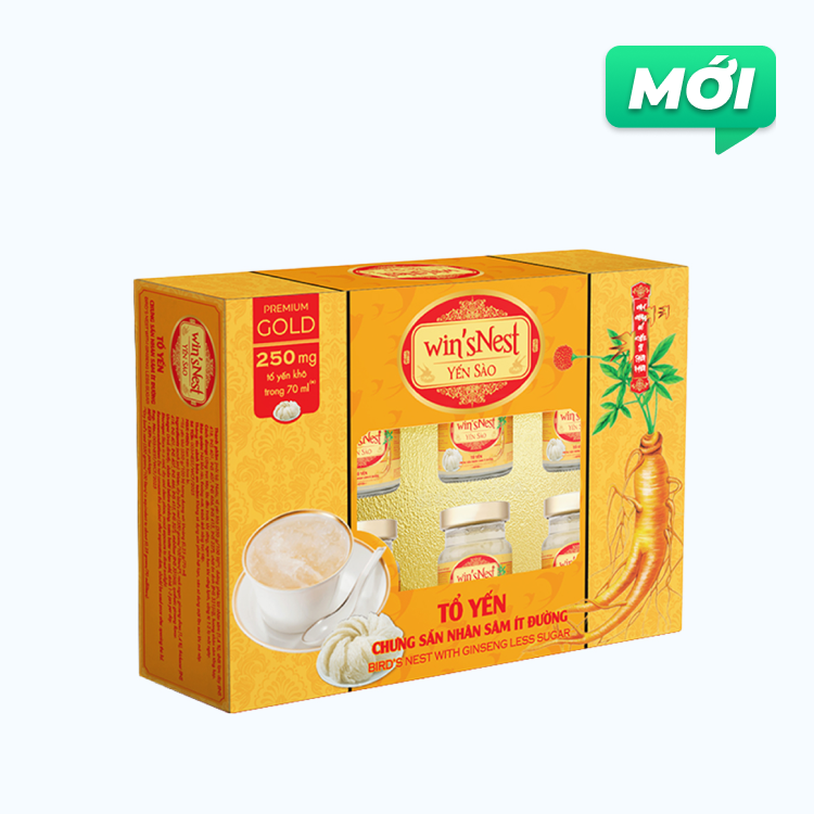 Nước yến bổ dưỡng Win'sNest Nhân Sâm Ít Đường (Hộp 6 Hũ x 70ml)