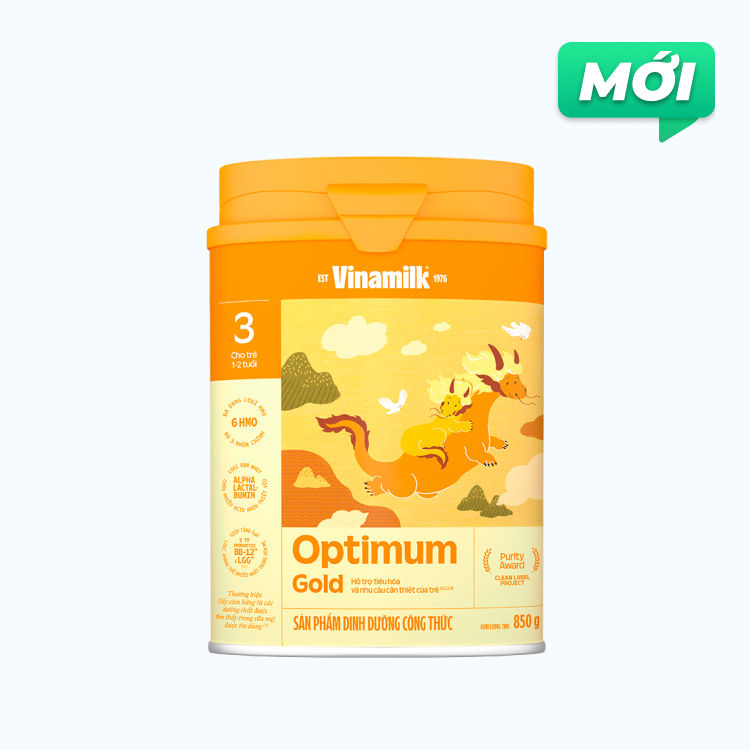 Sữa bột dinh dưỡng Vinamilk Optimum Gold 3 cho trẻ 12-24 Tháng (Lon 850g)