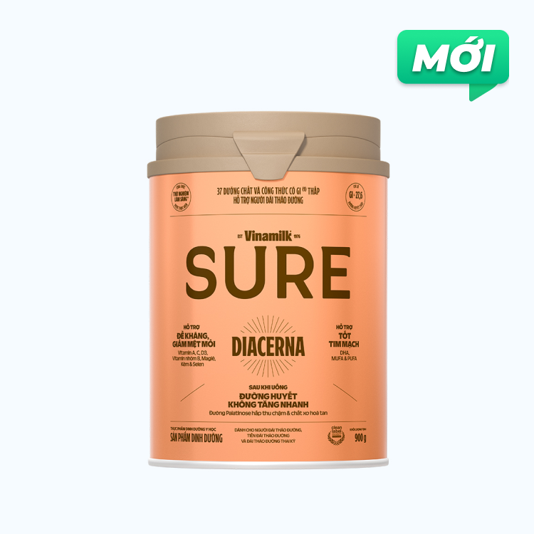 Sữa bột dinh dưỡng Vinamilk Sure Diecerna hỗ trợ tăng cường sức khỏe và hệ miễn dịch cho người tiểu đường (Hộp 900g)
