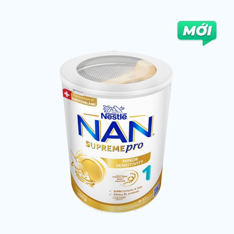Sữa bột dinh dưỡng Nestle Nan Supreme Pro 1 cho trẻ 0-12 Tháng (Lon 400g)