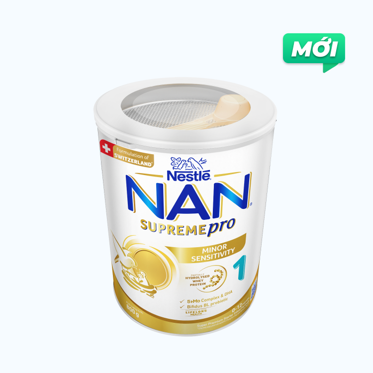 Sữa bột dinh dưỡng Nestle Nan Supreme Pro 1 cho trẻ 0-12 Tháng (Lon 800g)