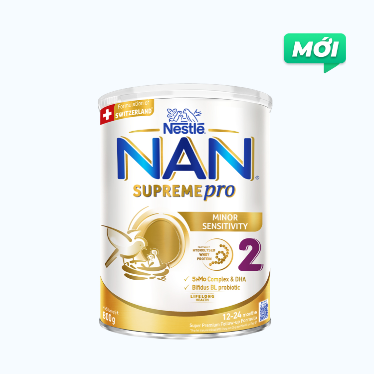 Sữa bột dinh dưỡng Nestle Nan Supreme Pro 2 cho trẻ 12-24 Tháng (Lon 800g)