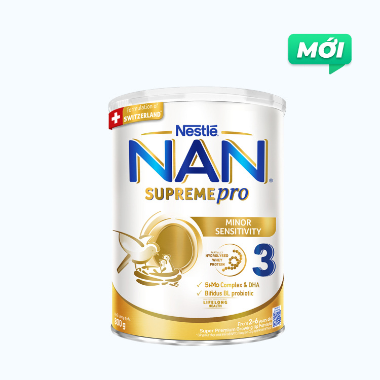 Sữa bột dinh dưỡng Nestle Nan Supreme Pro 3 cho trẻ từ 2 - 6 tuổi (Lon 800g)