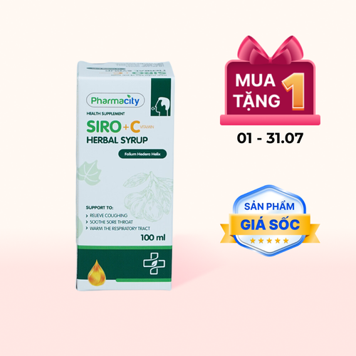 Siro thảo dược Pharmacity Herbal Syrup + Vitamin C hỗ trợ giảm đau rát họng do ho kéo dài (100ml)
