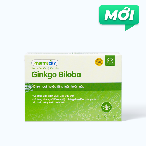 Viên uống Pharmacity Ginkgo Biloba hỗ trợ hoạt huyết, tăng tuần hoàn não (Hộp 30 viên)