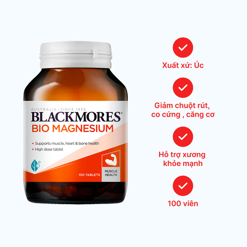 Viên uống Blackmores Bio Magnesium hỗ trợ chức năng cơ bắp (100 viên)