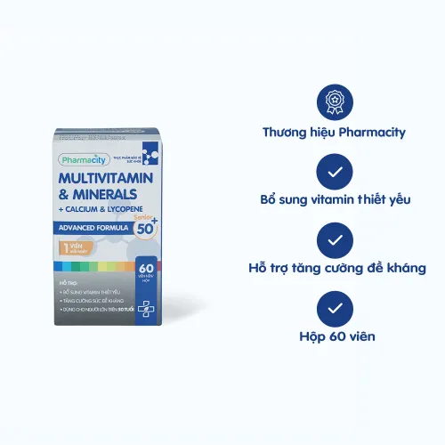 Viên uống Pharmacity Advanced Formula Senior 50+ bổ sung vitamin khoáng chất cho người lớn (60 viên)