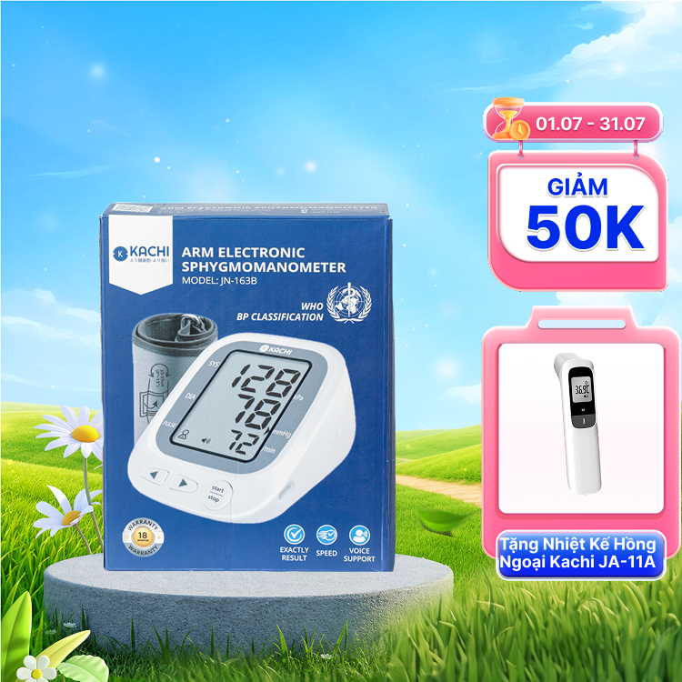 Máy Đo Huyết Áp Kachi JN-163B AI đọc kết quả tiếng Việt (hộp 1 cái)
