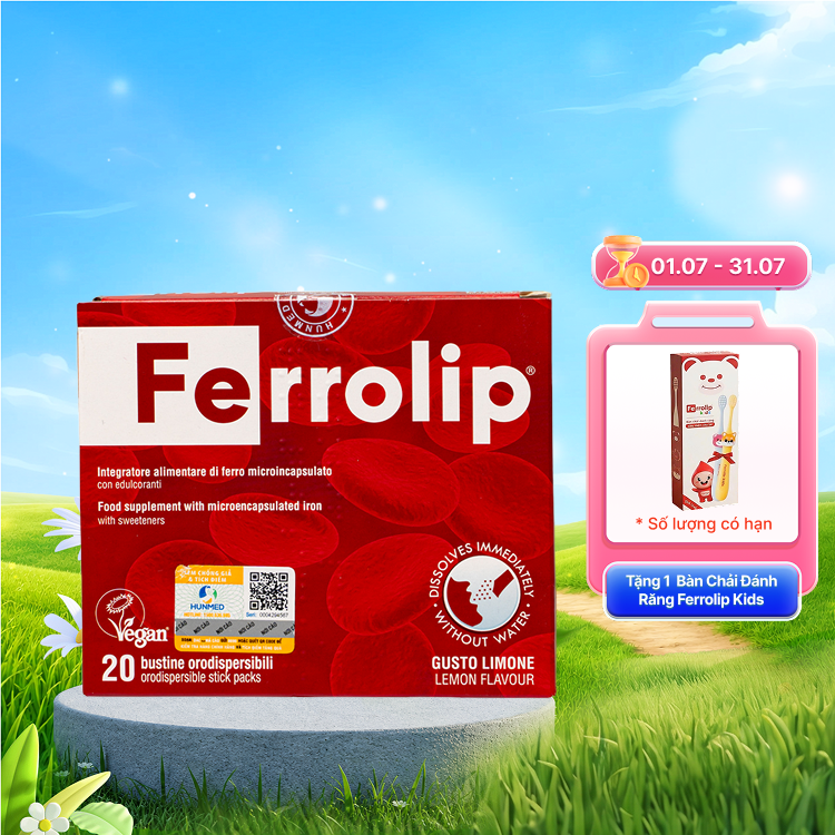 Bột uống Ferrolip bổ sung sắt, hỗ trợ tạo hồng cầu (20 gói)