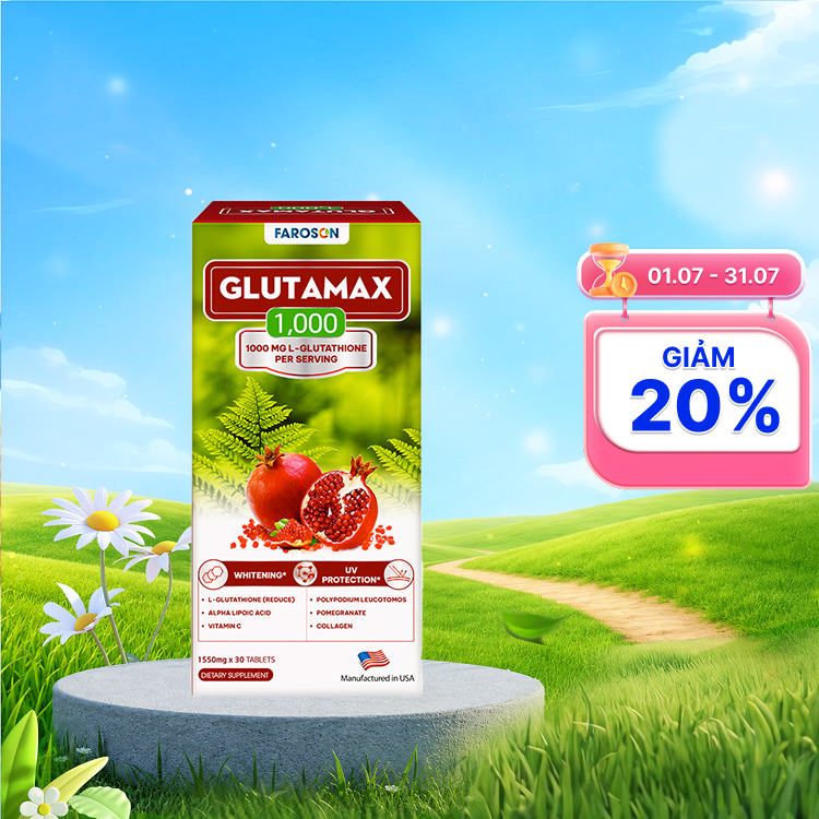 Viên uống Faroson Glutamax 1000 (hộp 30 viên) làm đẹp, chống lão hóa da