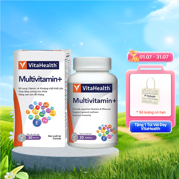 Thực phẩm bảo vệ sức khoẻ VitaHealth Multivitamin+ giúp tăng cường sức khỏe và sức đề kháng (Hộp 30 viên)