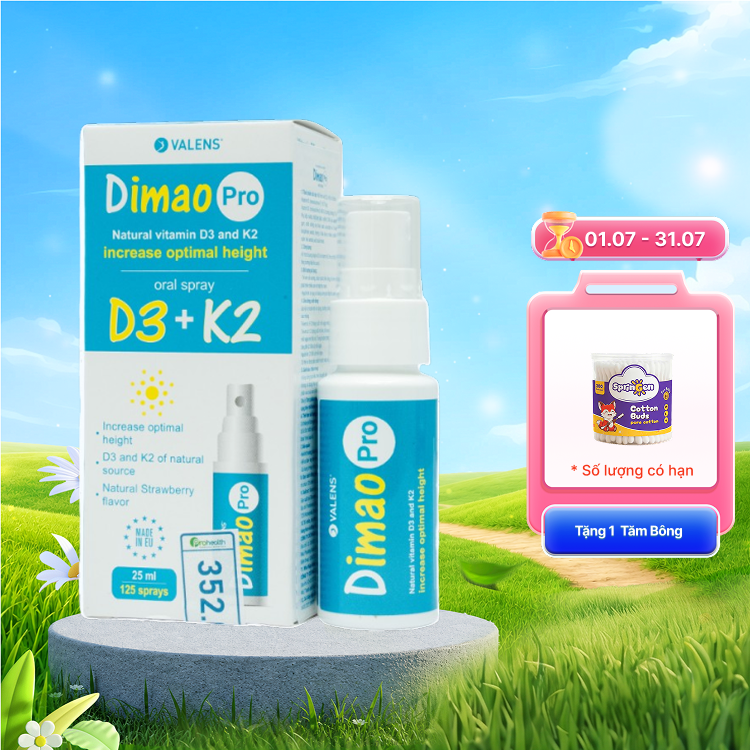 DIMAO Pro Oral Spray Thực phẩm bảo vệ sức khoẻ D3 + K2 dạng xịt (25 ml)