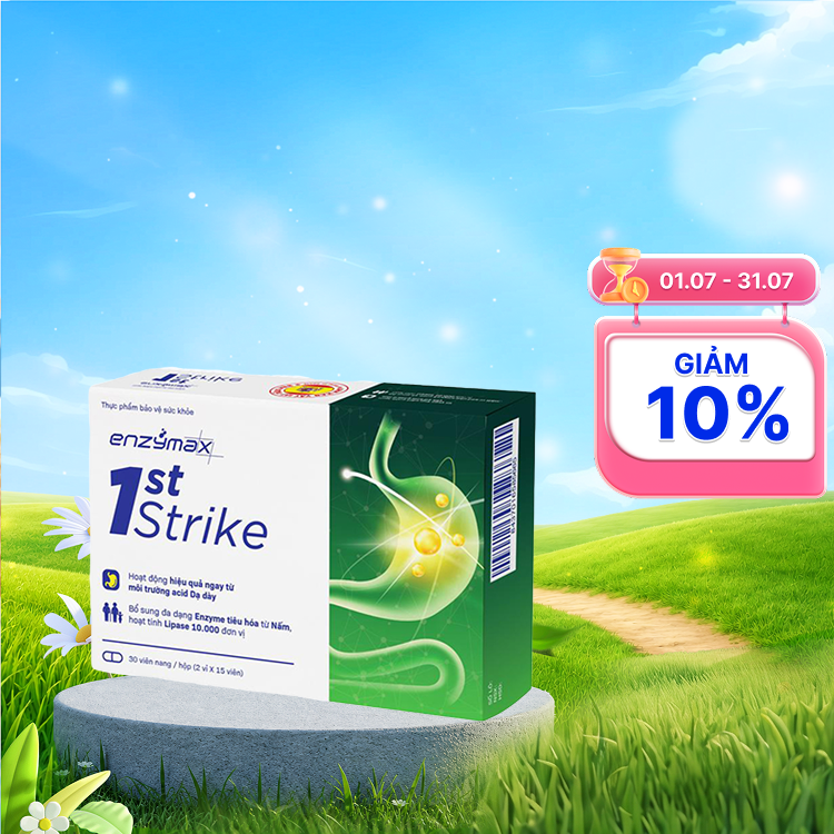Viên uống Enzymax 1st Strike (Hộp 30 viên) hỗ trợ giảm đầy bụng khó tiêu