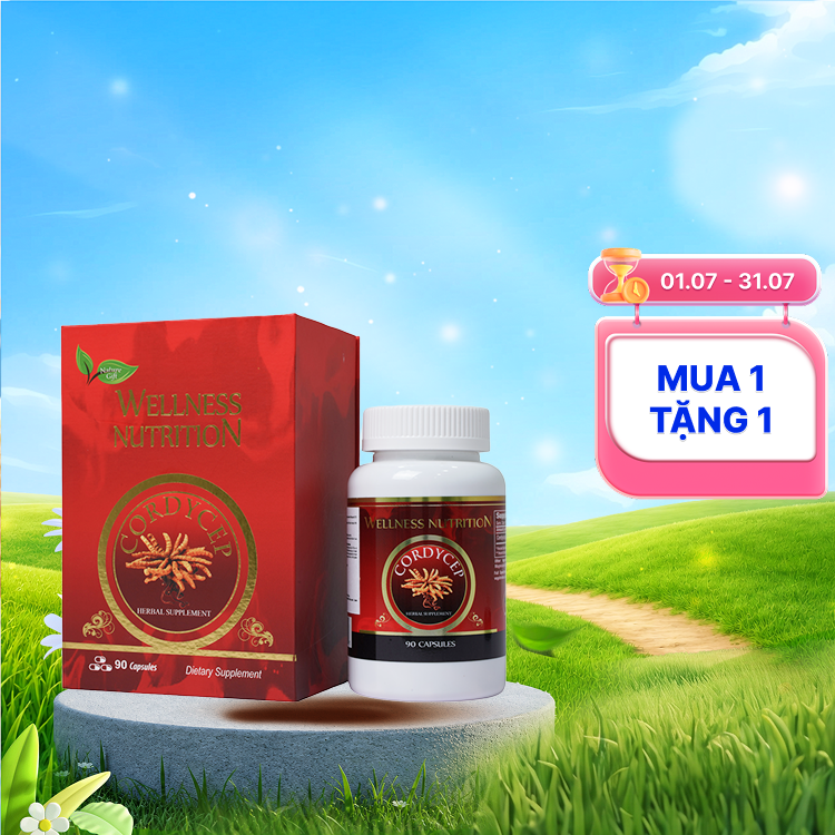 Wellness Nutrition Cordyceps Đông Trùng Hạ Thảo (Hộp 90 viên)