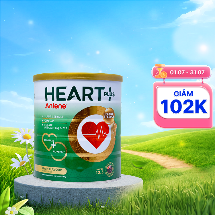 Sữa Anlene Heart Plus bổ sung dưỡng chất tốt cho tim mạch (Hộp 750g)