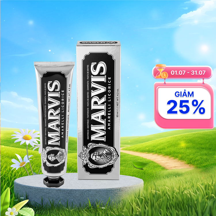 Kem Đánh Răng Marvis Amarelli Licorice làm trắng vết ố vàng trên răng (85ml)