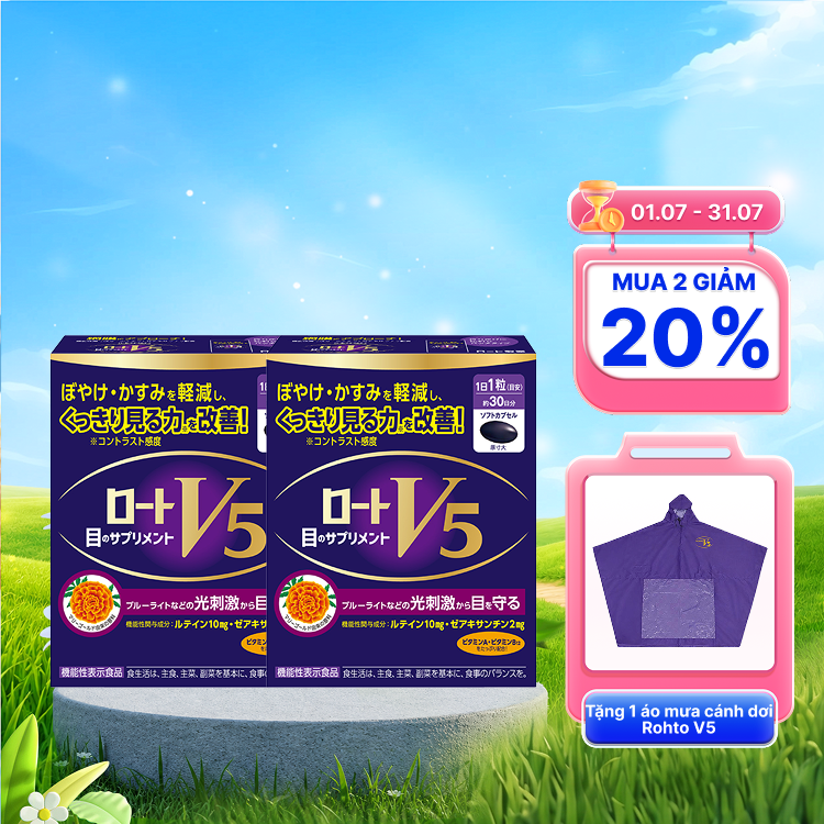 Combo 2 Viên uống Rohto V5 hỗ trợ cải thiện thị lực (Hộp 30 viên)
